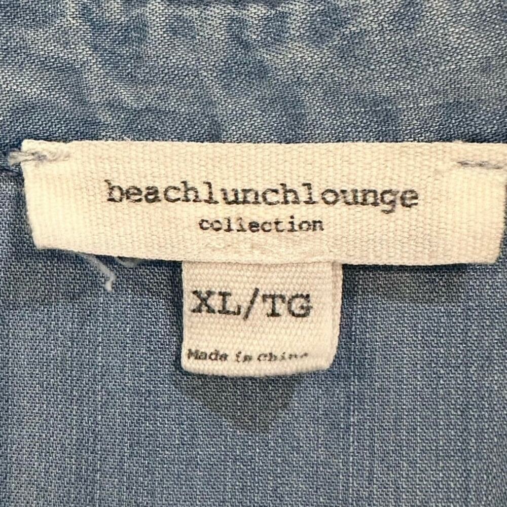 Beach lunch lounge denim blue long tail button front shirt size XL - Picture 5 of 8